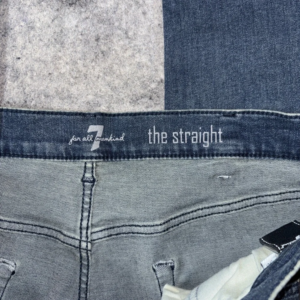 7 For All Mankind Jeans Mens 36x32 Blue The Straight Breckenridge Denim Stretch - Picture 4 of 11